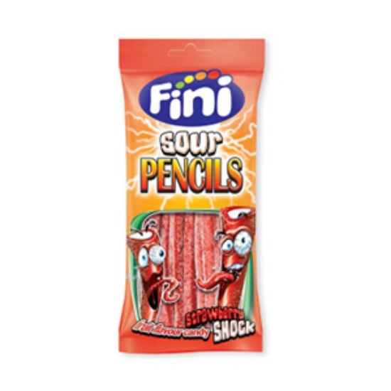 Picture of Bags Fini Sour Strawberry Pencils  80g x12
